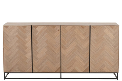 Dresser 4 Doors Zigzag Wood/Metal Natural/Black