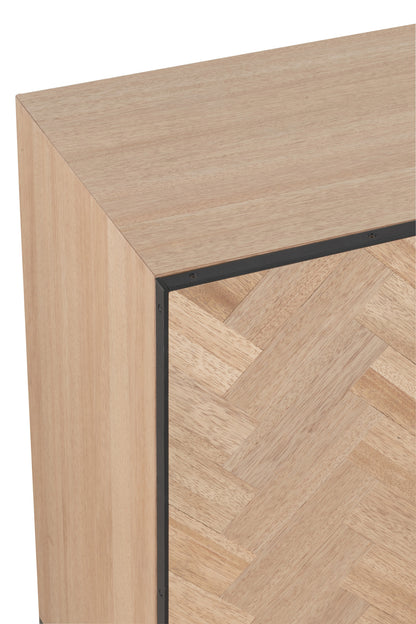 Dresser 4 Doors Zigzag Wood/Metal Natural/Black