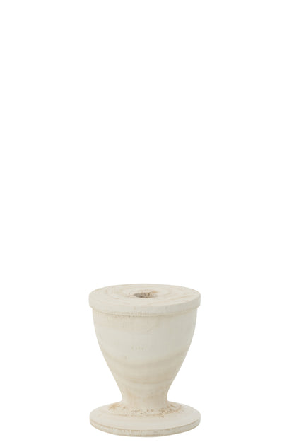 Candle Holder Wood White Small