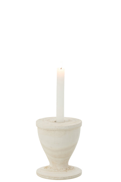 Candle Holder Wood White Small