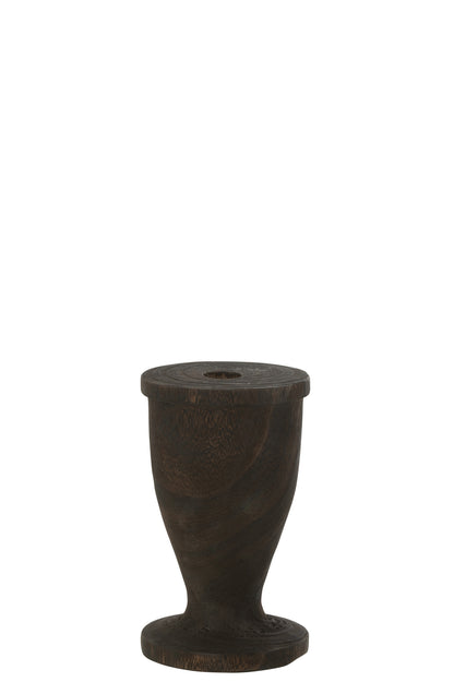 Candle Holder Wood Black Large