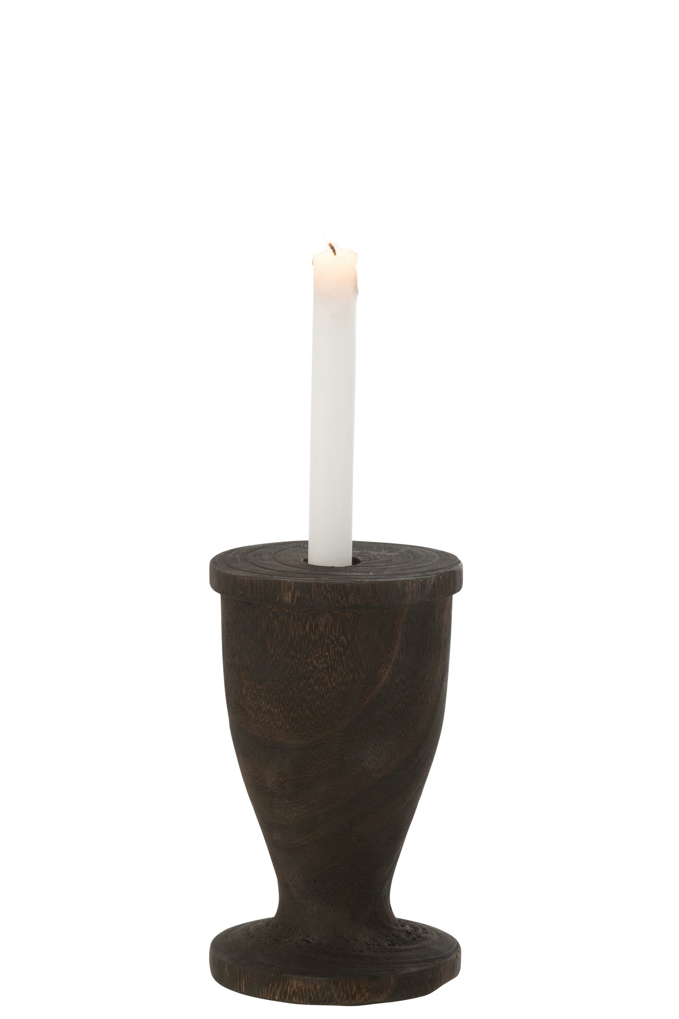 Candle Holder Wood Black Large