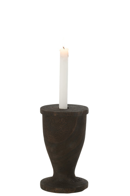 Candle Holder Wood Black Large