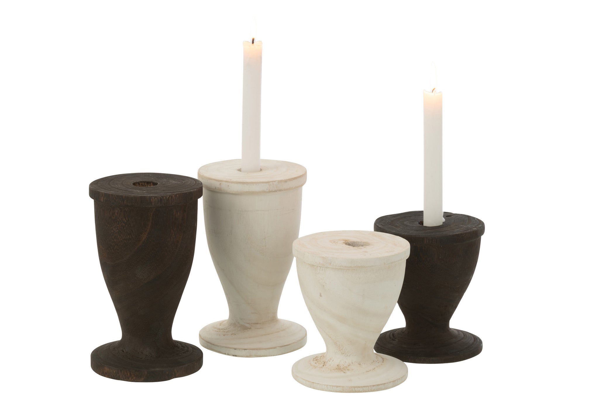 Candle Holder Wood Black Large