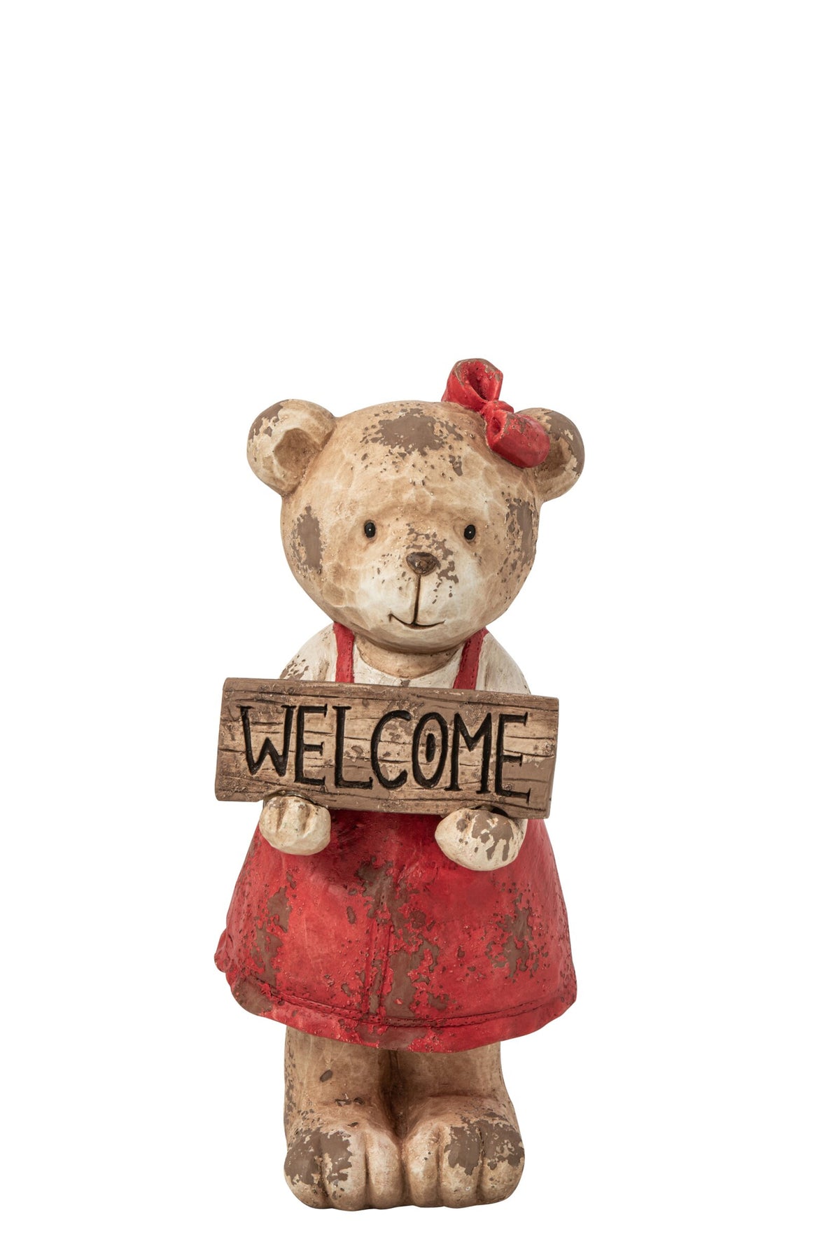 Beer Welcome – magnesia, kerstrood en bruin, 28×23×65 cm