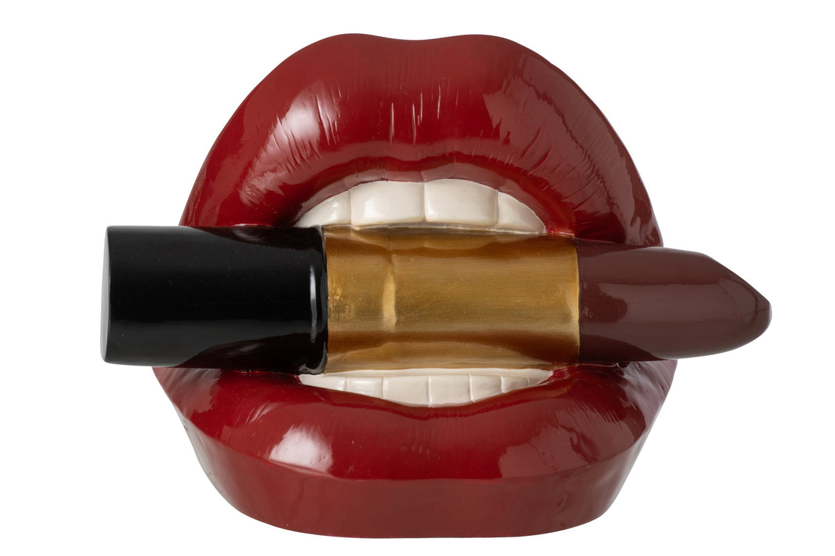 Labios Pintalabios Poliresina Navidad Rojo