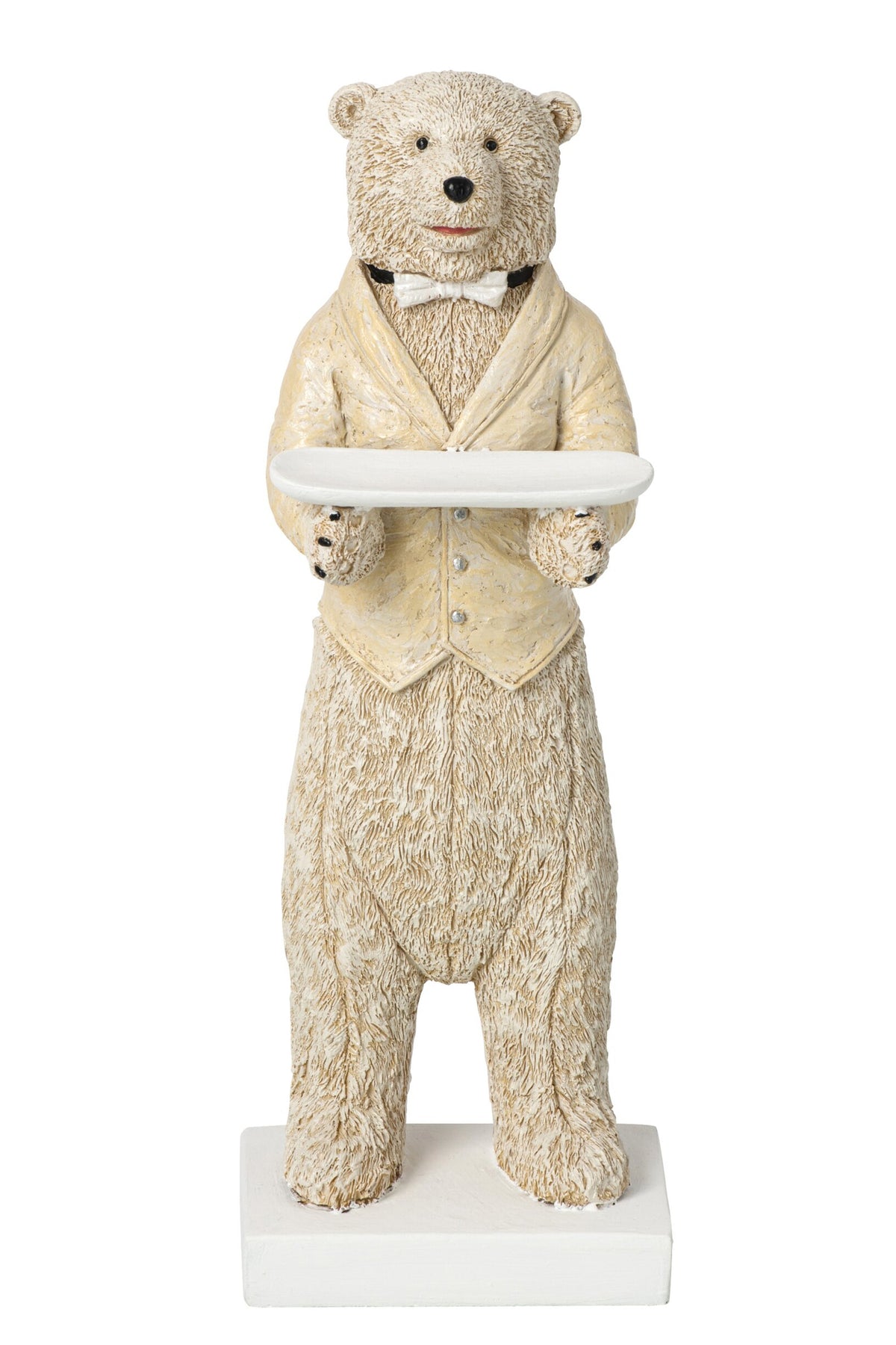 Cameriere Orso in poliresina beige/bianco sporco grande