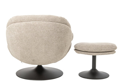 Lounge Chair + Hocker Matel Beige