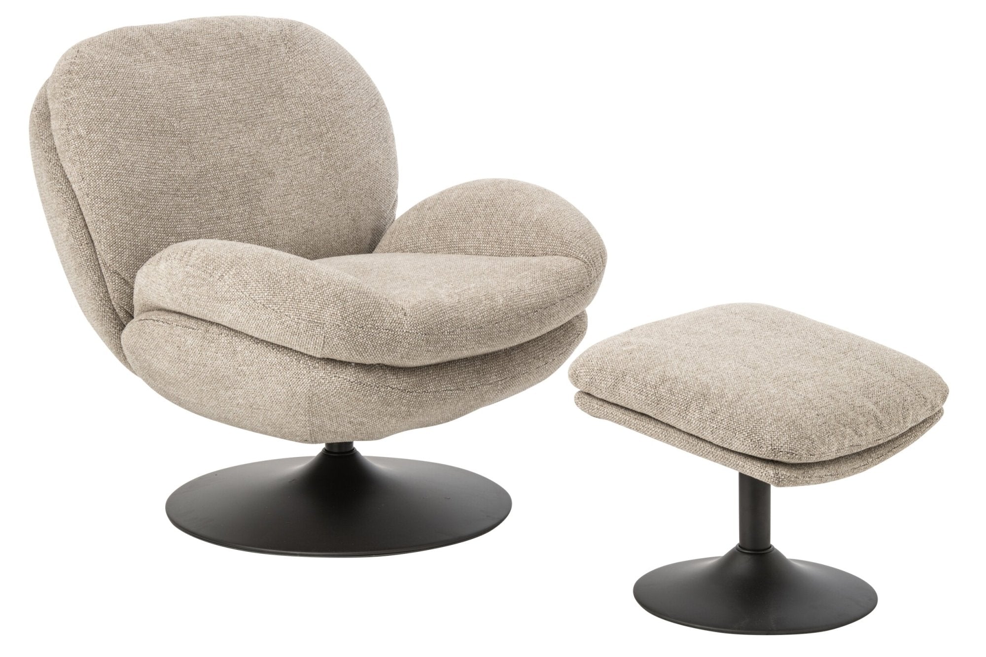 Lounge Chair + Hocker Matel Beige