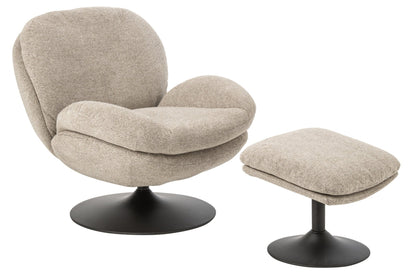 Lounge Chair + Hocker Matel Beige