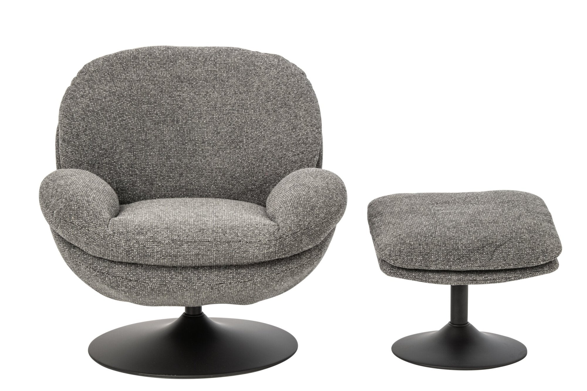 Loungesessel + Fußhocker Matel Dunkelgrau