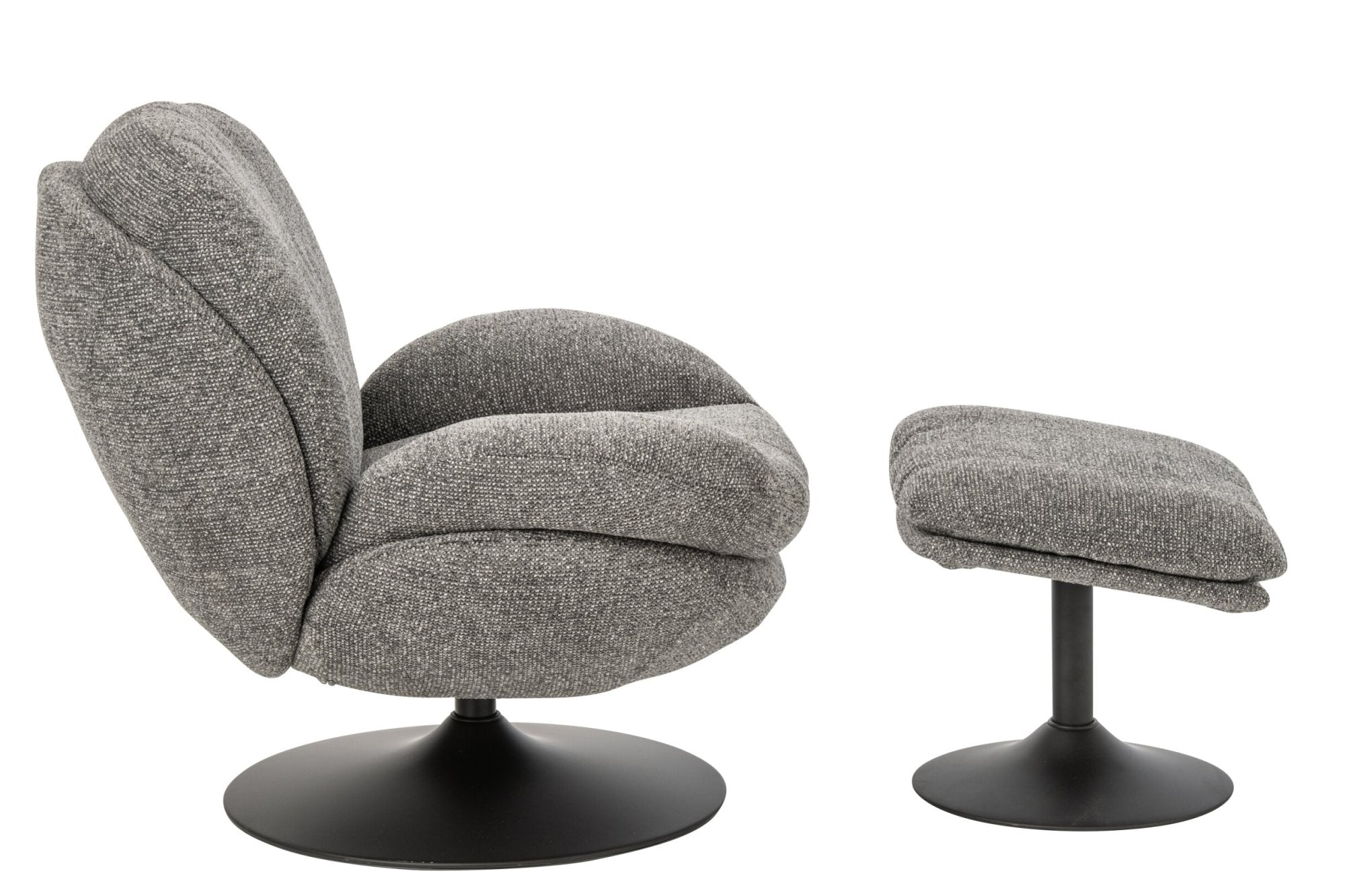 Loungesessel + Fußhocker Matel Dunkelgrau