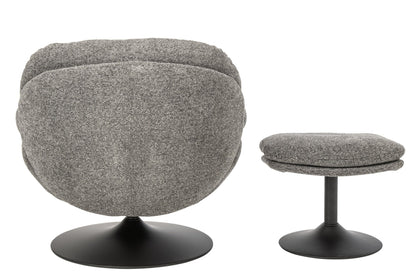 Loungesessel + Fußhocker Matel Dunkelgrau
