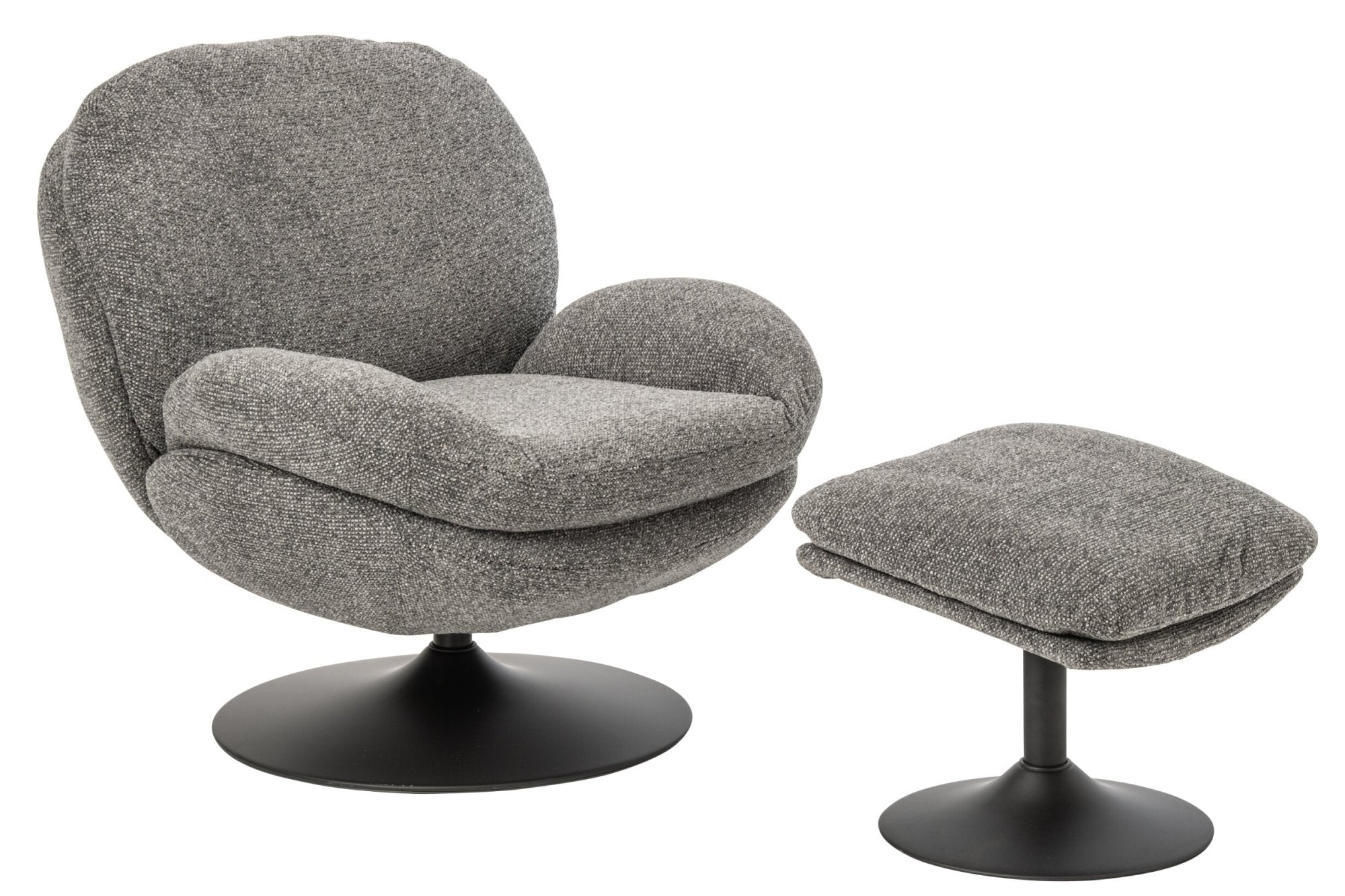 Loungesessel + Fußhocker Matel Dunkelgrau