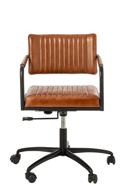 Bureaustoel Leer – camel, 65x65x82 cm