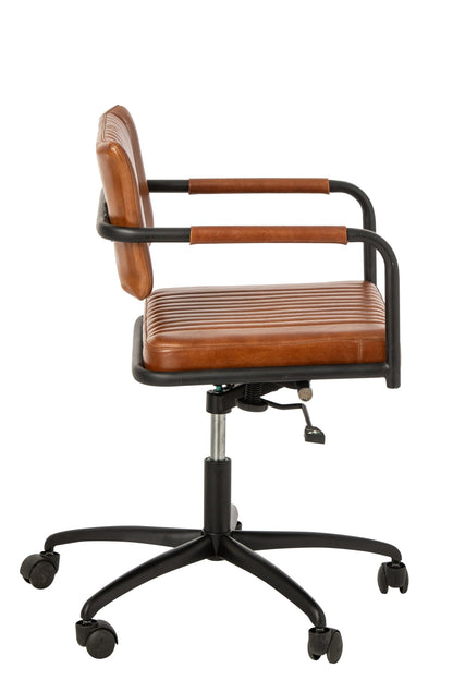 Bureaustoel Leer – camel, 65x65x82 cm