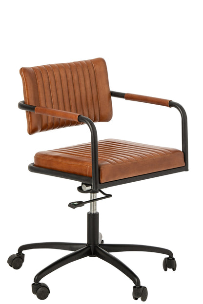 Bureaustoel Leer – camel, 65x65x82 cm
