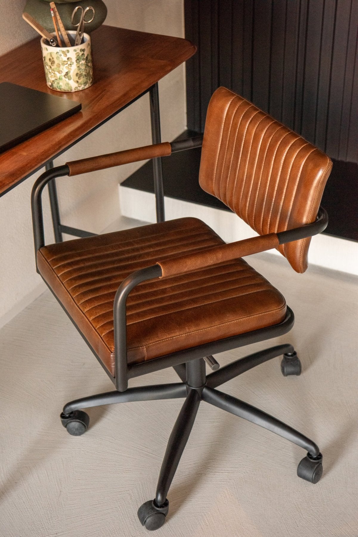 Bürostuhl Leder Braun
