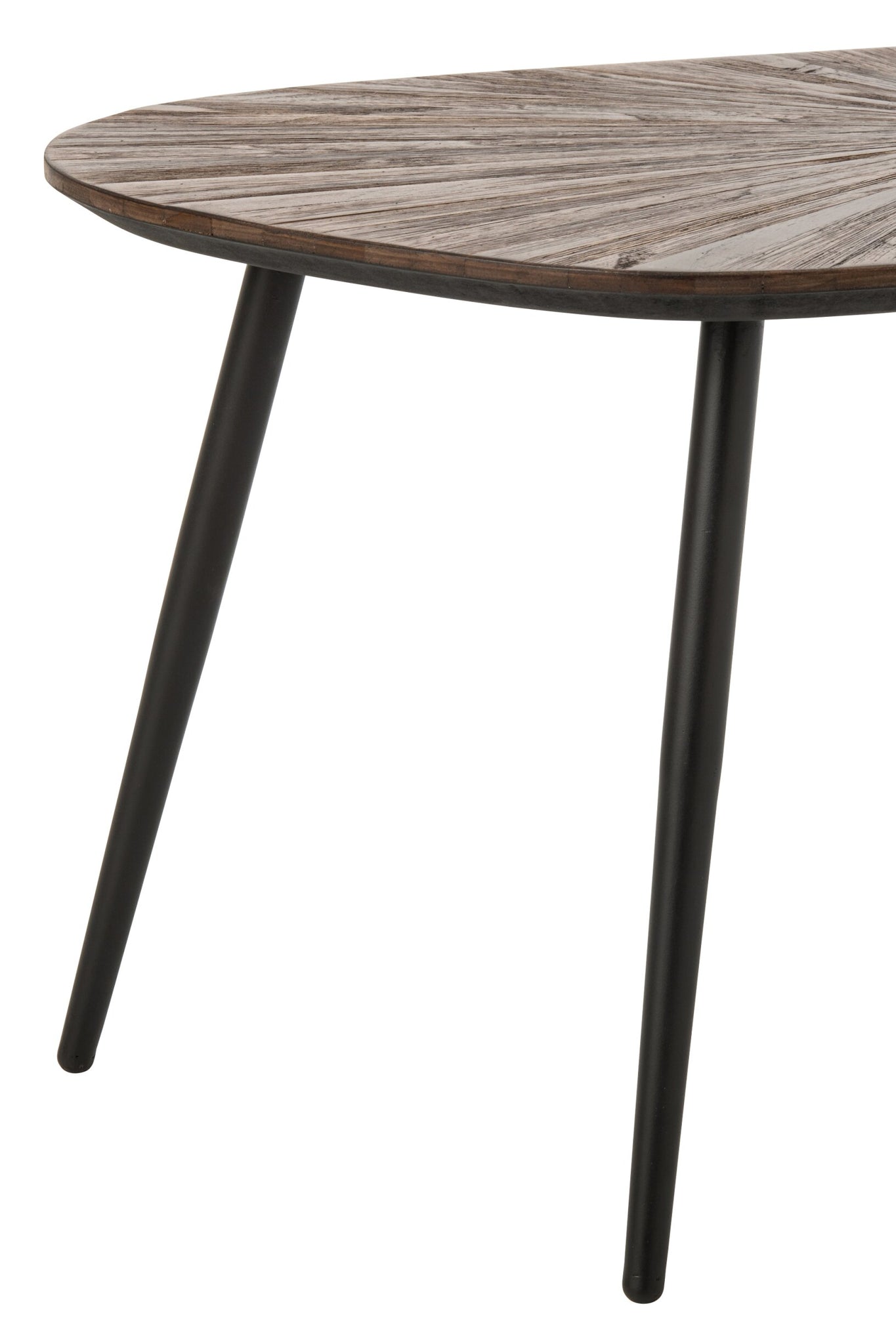 2er-Set Couchtisch Ray Oval Recyceltes Holz Dunkelbraun/Schwarz