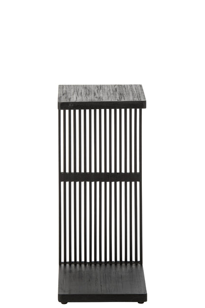 Beistelltisch Slated aus recyceltem Holz, Schwarz