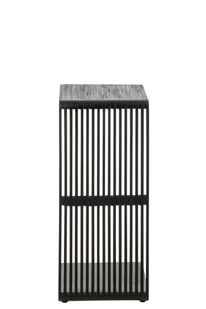 Beistelltisch Slated aus recyceltem Holz, Schwarz