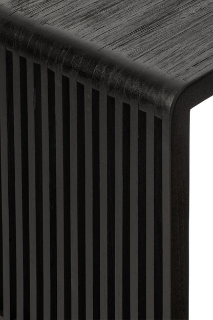 Beistelltisch Slated aus recyceltem Holz, Schwarz