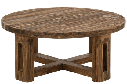 Couchtisch rund recyceltes Holz braun