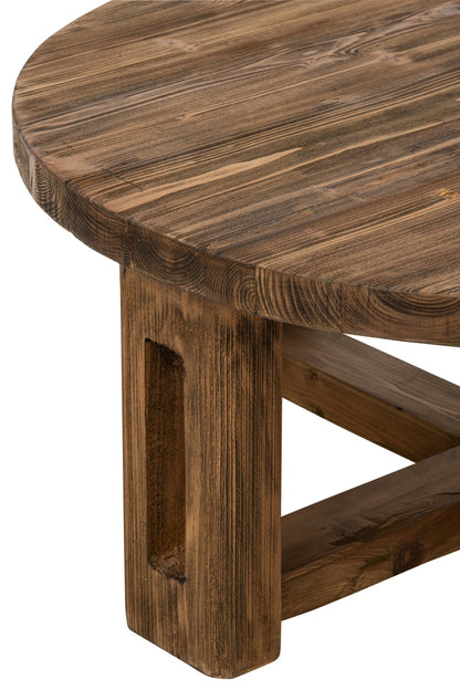 Couchtisch rund recyceltes Holz braun