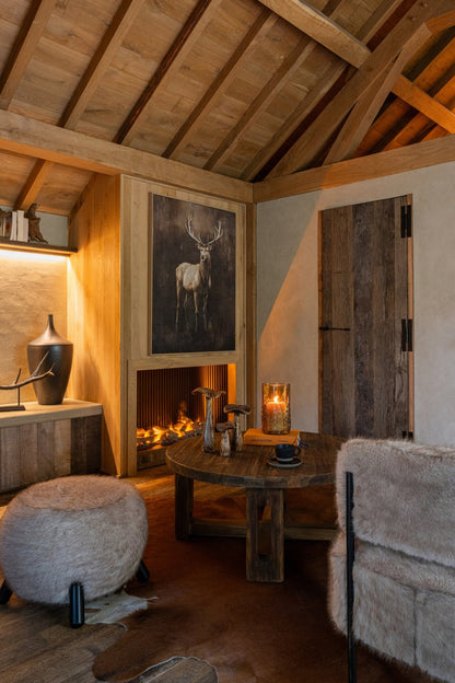 Couchtisch rund recyceltes Holz braun