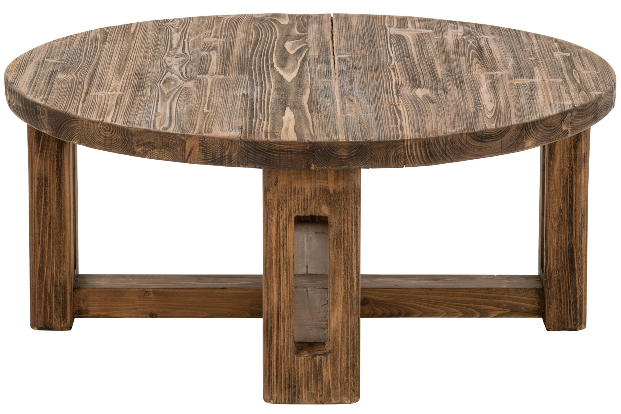 Couchtisch rund recyceltes Holz braun