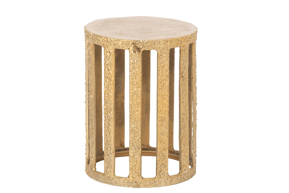 Bijzettafel Striped – aluminium, goud, 35x35x45 cm