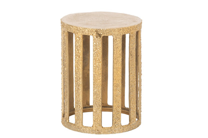 Bijzettafel Striped – aluminium, goud, 35x35x45 cm
