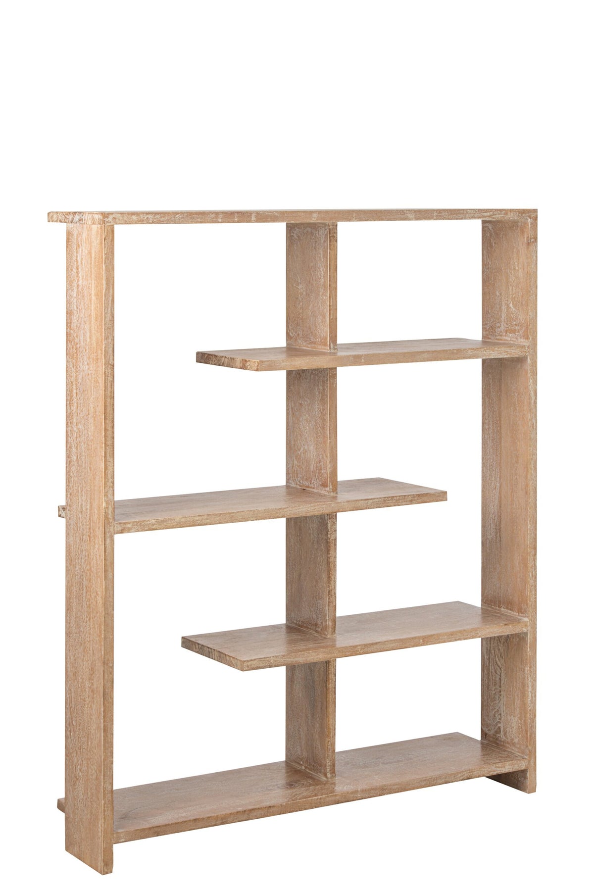 Boekenkast – mangohout, gebroken wit en naturel, 120×30×146 cm