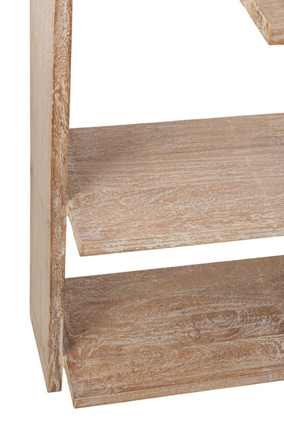 Boekenkast – mangohout, gebroken wit en naturel, 120×30×146 cm