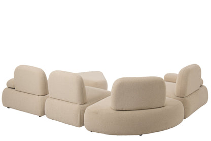 5-teiliges modulares Sofa Olivia Sperrholz/Stoff Ecru