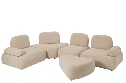 5-teiliges modulares Sofa Olivia Sperrholz/Stoff Ecru