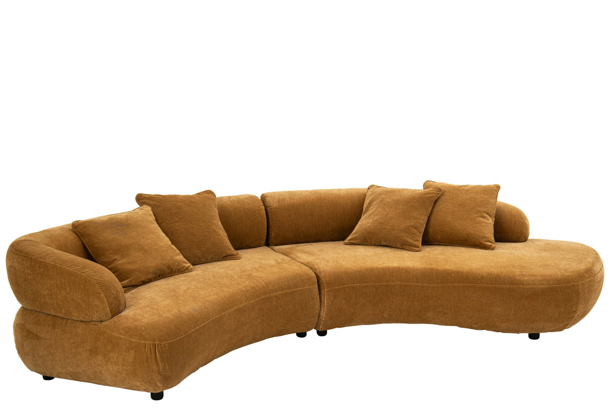 Bank 4-zits met 4 kussens – multiplex en stof, okergeel, 320 x 106 x 73 cm