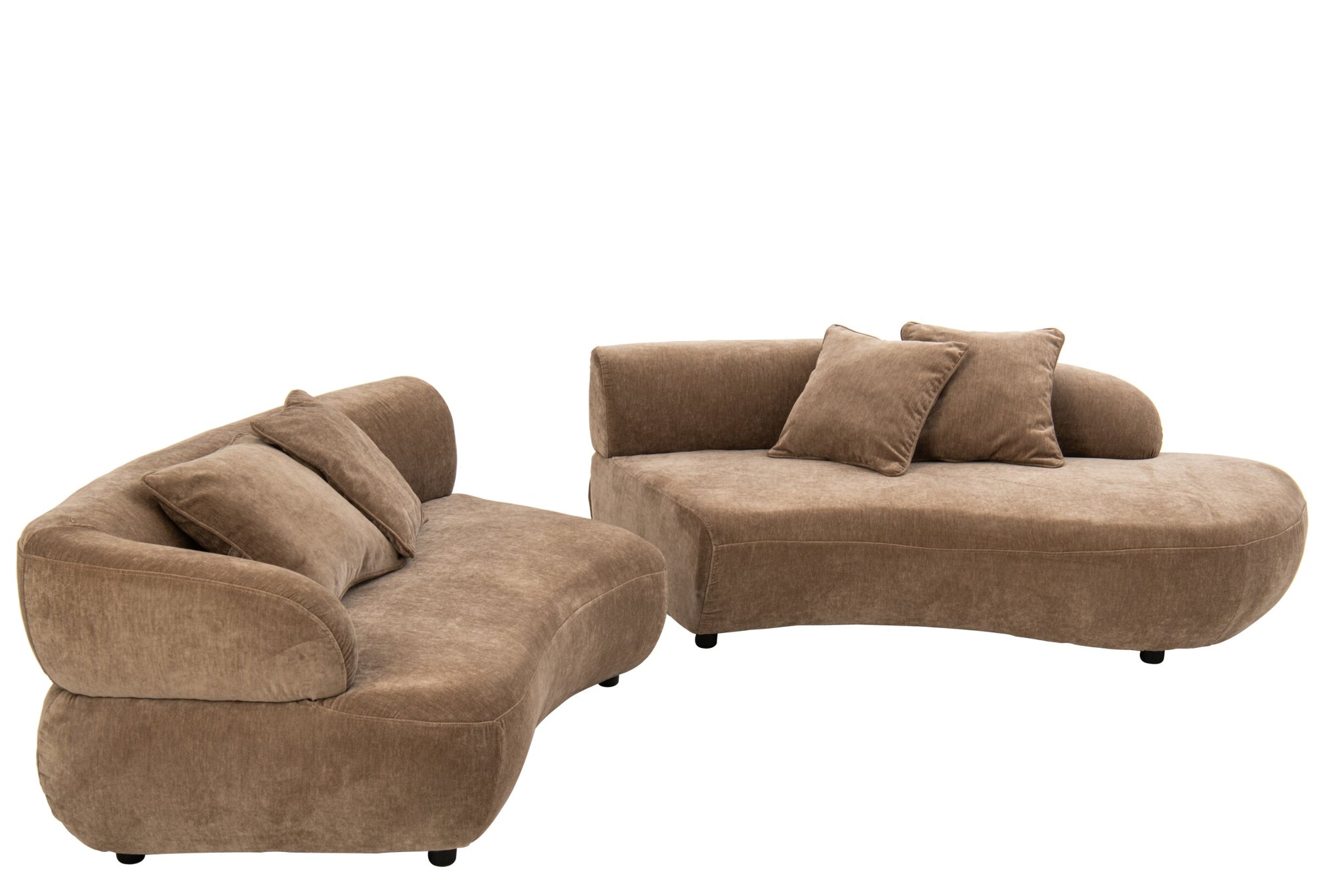 4-Sitzer Sofa + 4 Kissen Sperrholz/Stoff Taupe