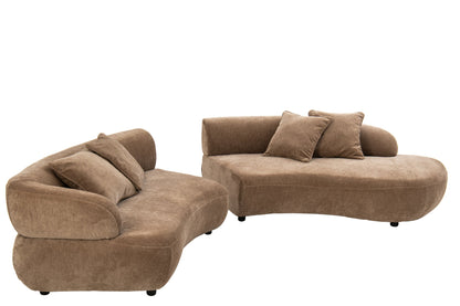 4-Sitzer Sofa + 4 Kissen Sperrholz/Stoff Taupe