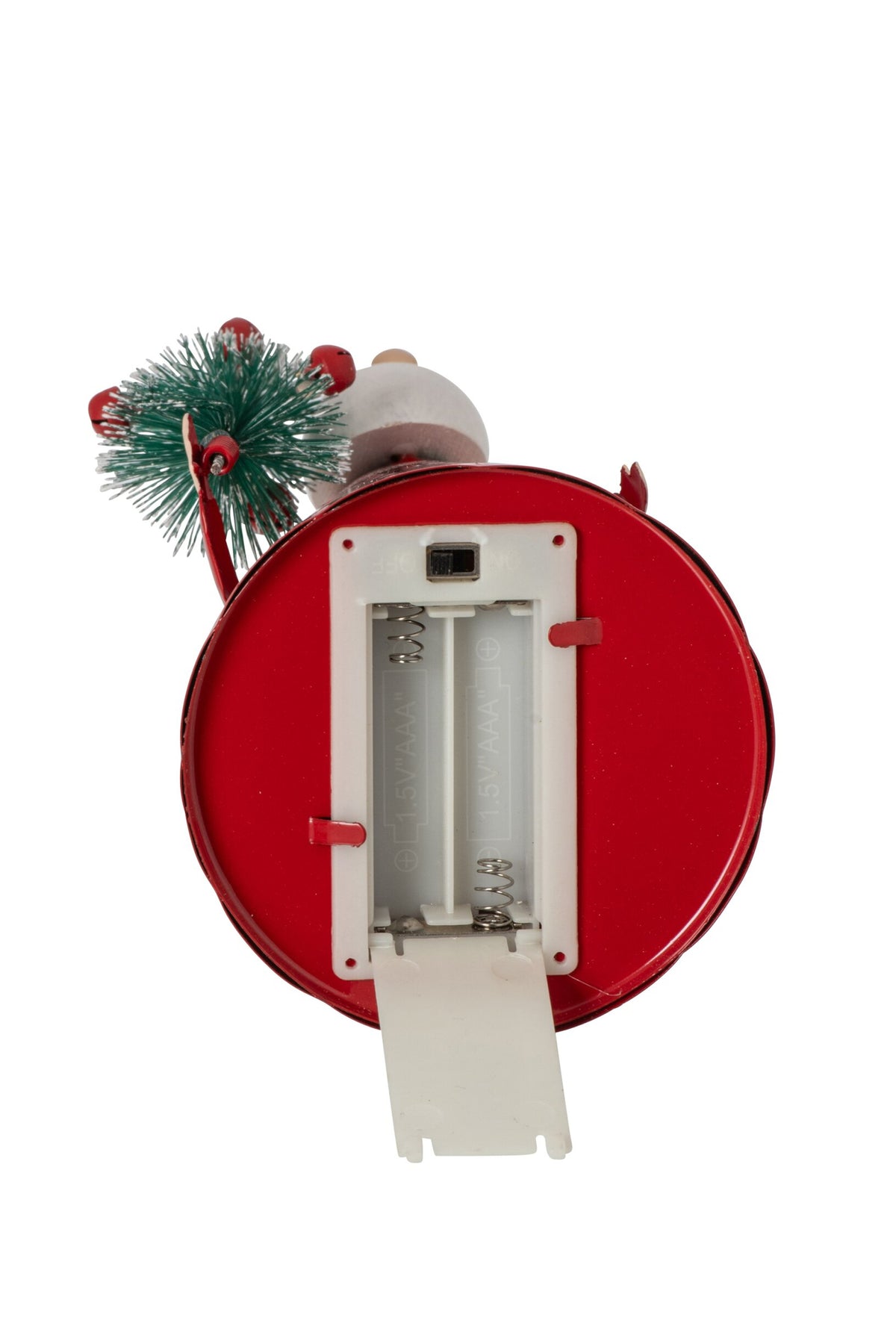 Kerstman met LED klein – ijzer, wit en kerstrood, 23×8,5×8,5 cm
