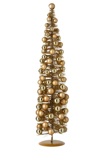Kerstboom met kerstballen groot – kunststof en ijzer, goud, 60 cm