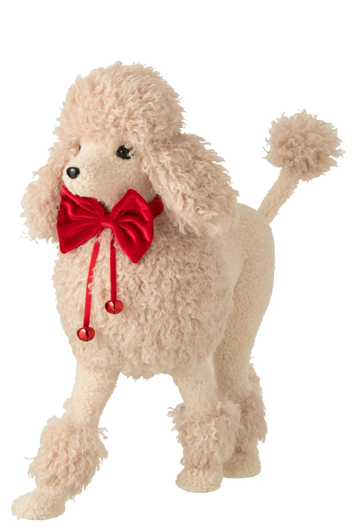 Poedel – stof, beige en kerstrood, 47×17×48 cm