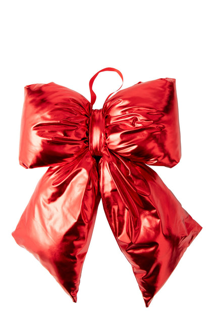 Kerststrik glanzend groot – fluweel, kerstrood, 49 cm