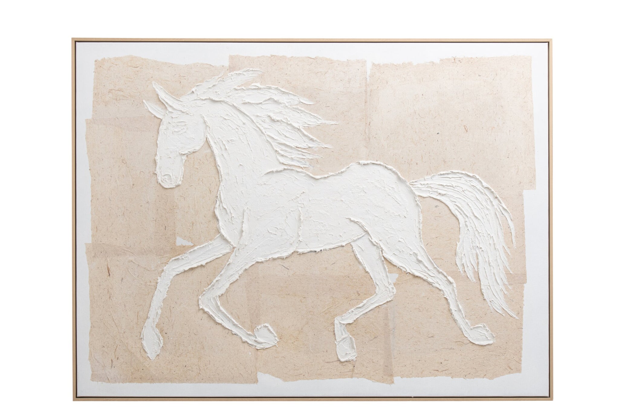 Schilderij Horse – acryl, beige en wit, 122,5×92,5 cm