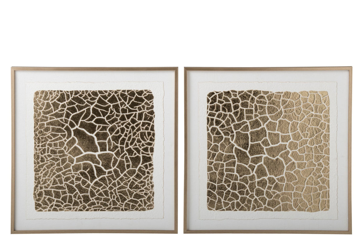 Schilderij – goud, mdf, 60x60 cm, set van 2