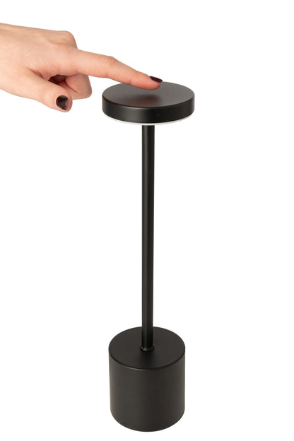 Tafellamp Matel – kunststof, zwart, 8x8x33,5 cm