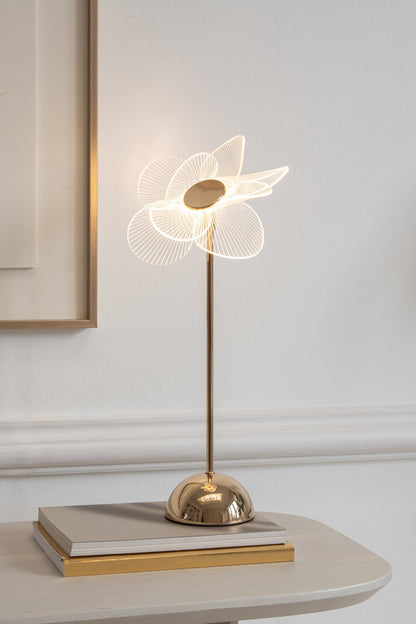 Tafellamp Flower – kunststof, goud, small, 23x23x30 cm