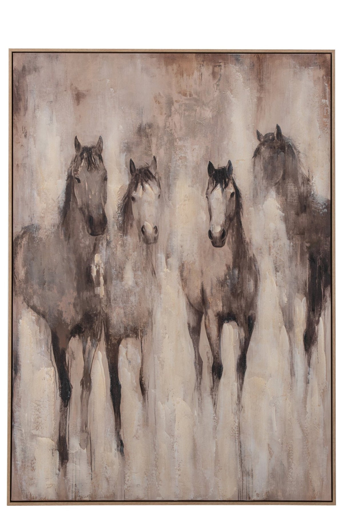 Pferdebild Leinwand Beige