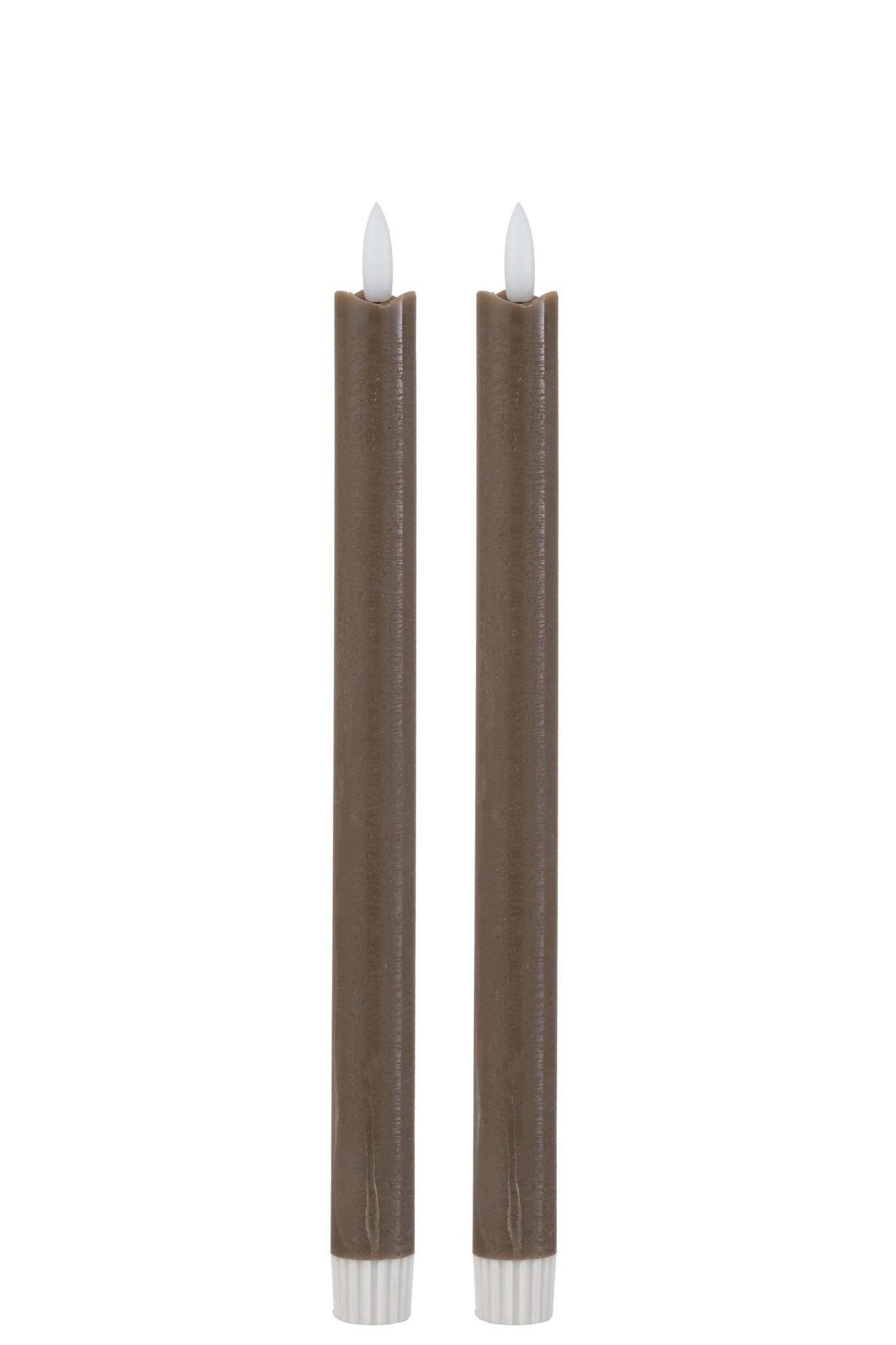 Box 2 Candles Led Long Brown Large