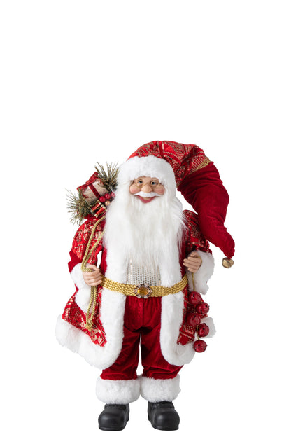 Kerstman middel – kunststof en stof, kerstrood, 60 cm